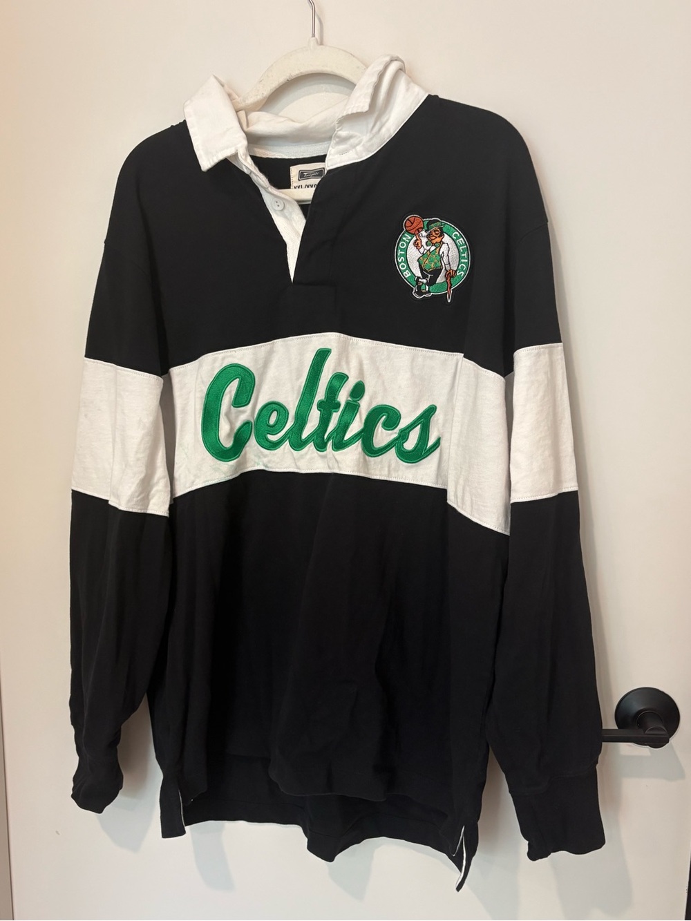 Boston Celtics Rugby Polo Shirt Collar Collectible Preppy Basketball Fan Cotton
